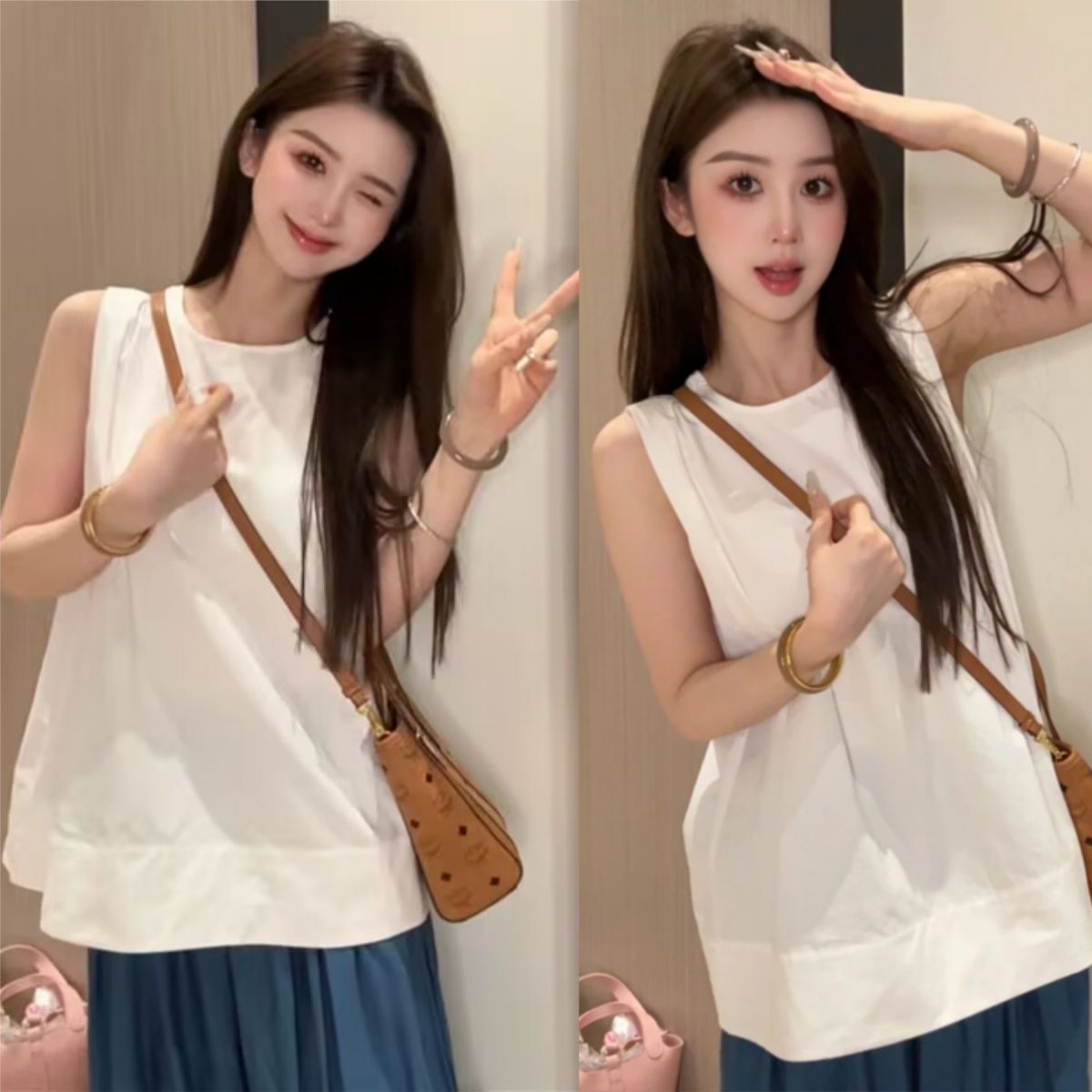 韓版露背罩衫 夏季無袖襯衫 百搭背心休閒上衣