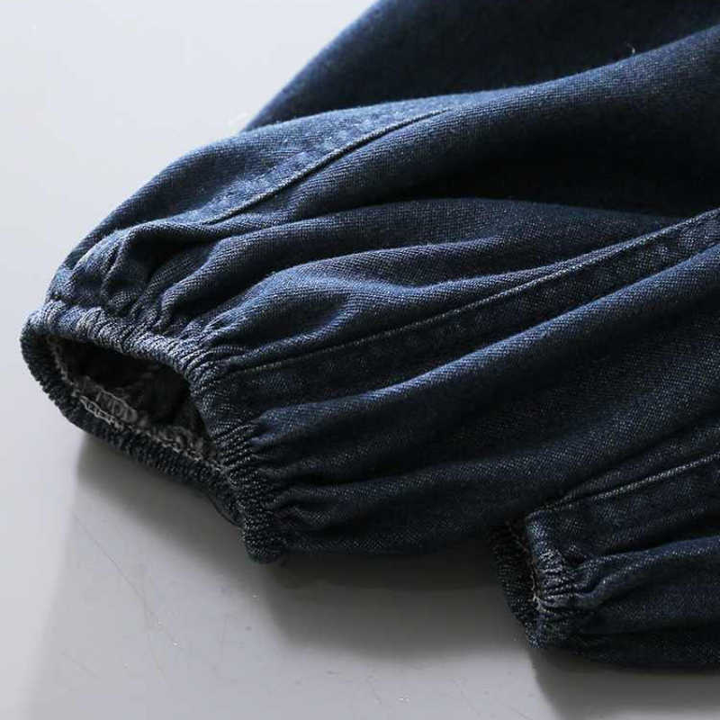 牛仔系帶蝴蝶結襯衫 燈籠袖設計 百搭丹寧上衣