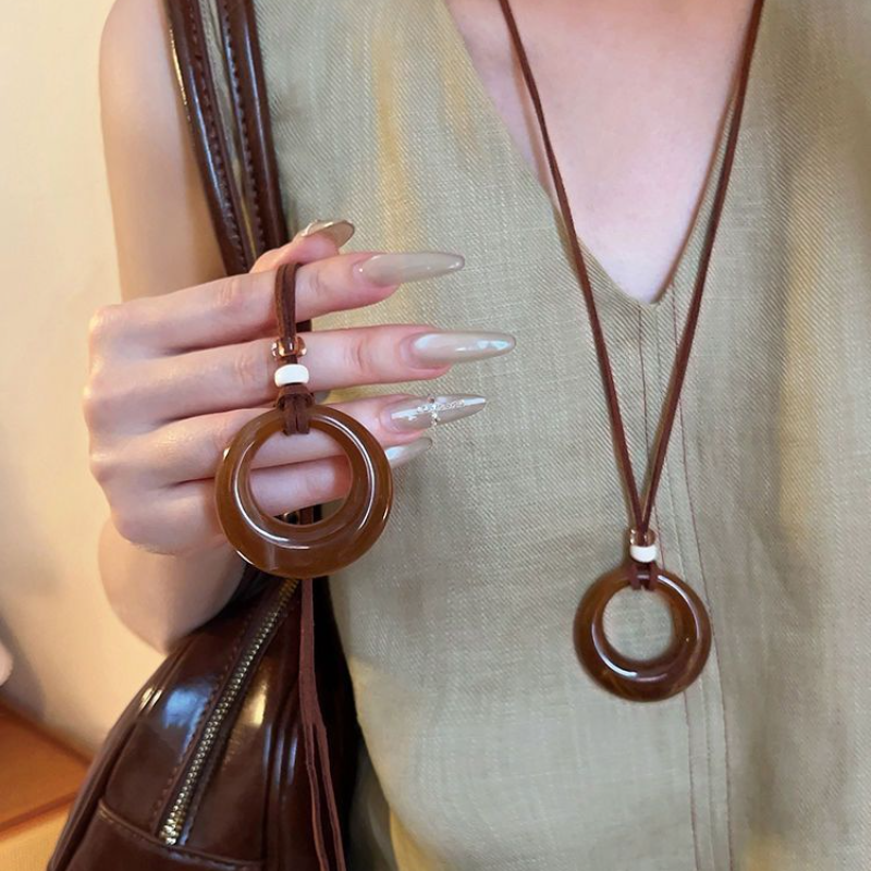 復古圓環墜飾長鍊 極簡設計感 文青風