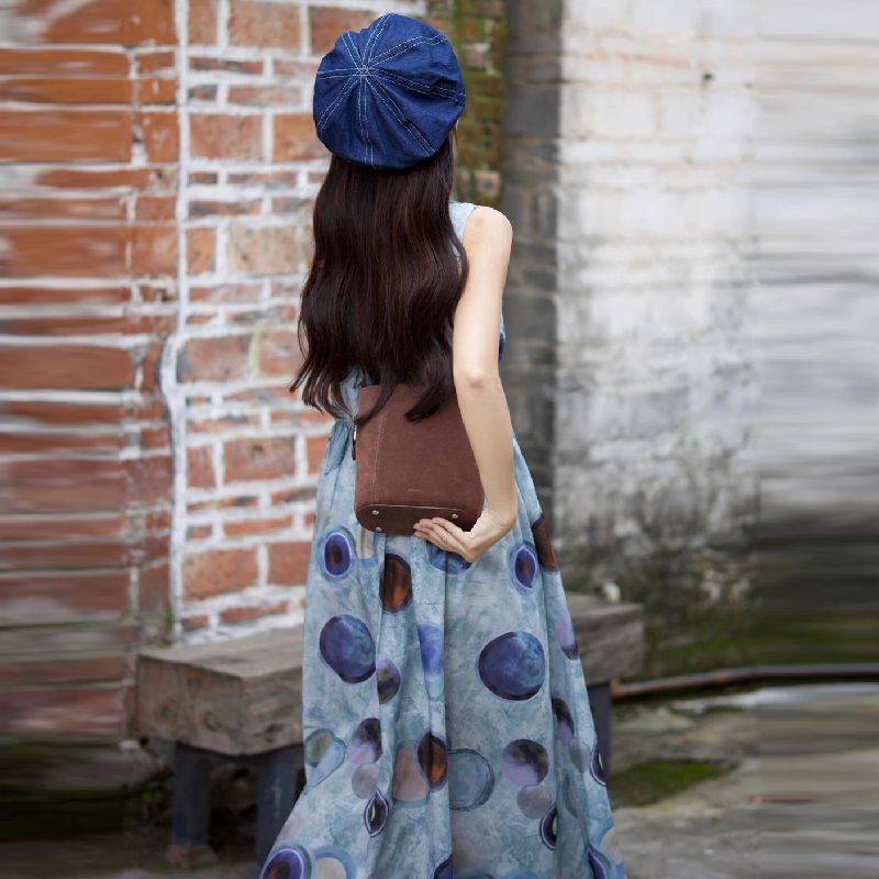 手繪感塗鴉背心裙洋裝 學妹系圓點天絲長裙 抗UV涼感閨蜜裝 獨家版型 社團穿搭師大商圈街拍