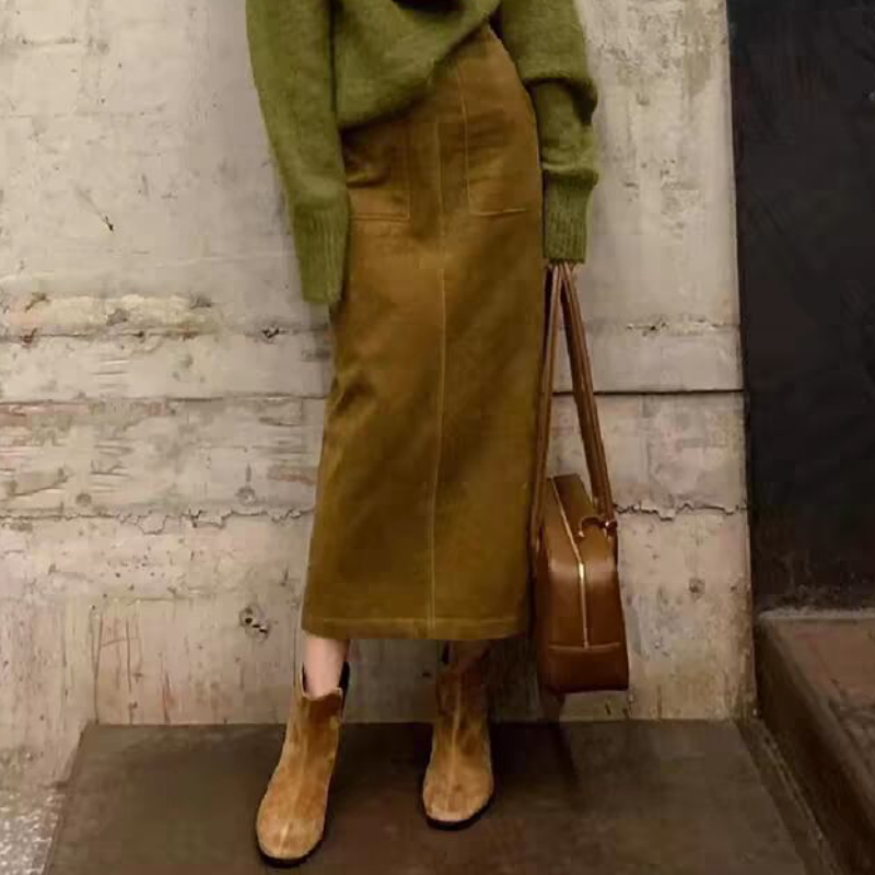 【單品可選】高級感韓系復古毛衣針織上衣+高腰顯瘦半身裙