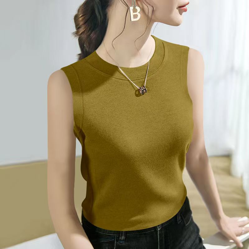 圓領無袖大尺碼上衣 螺紋背心 兩件更優惠