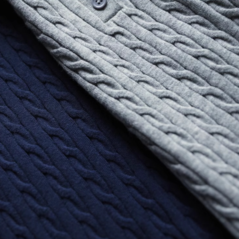 復古灰色翻領刺繡針織衫 通勤麻花毛衣顯瘦上衣