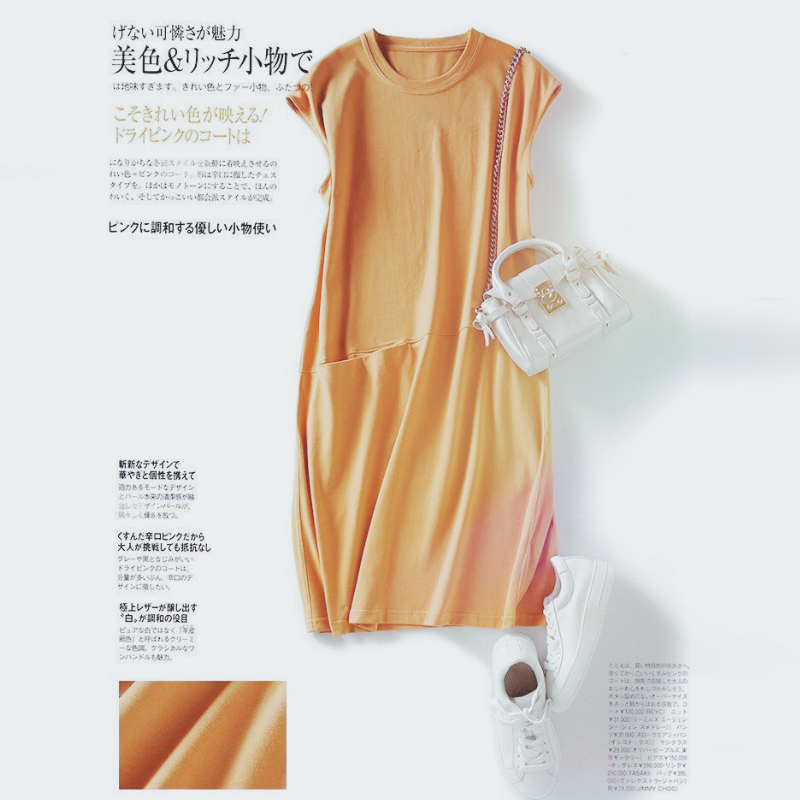 素色無袖長版T恤連身裙 夏季修身顯瘦休閒洋裝
