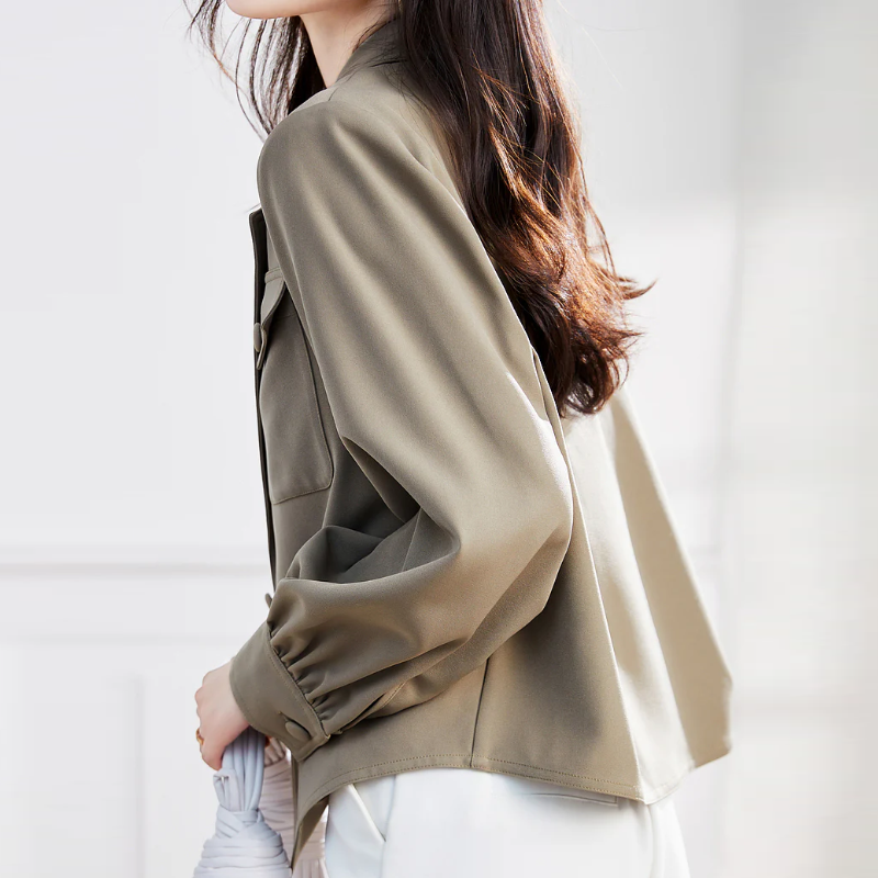 韓系短版西裝外套 春秋薄款 寬鬆落肩百搭小外套 短版修飾比例 輕鬆有型