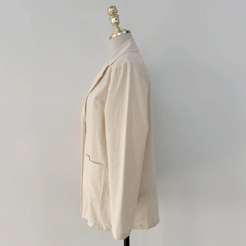 早秋韓國棉麻西裝外套 寬鬆英倫風小西服