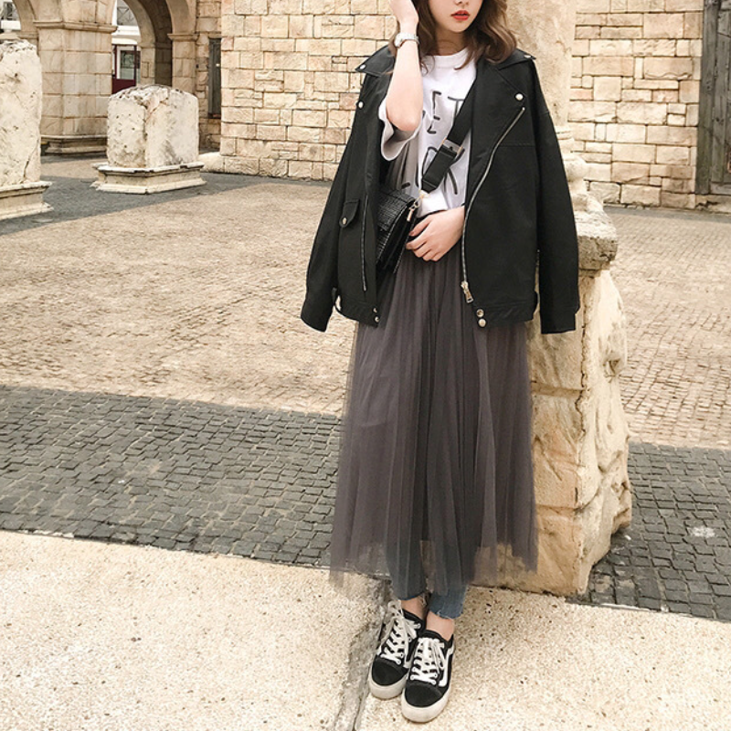 韓版休閒加厚寬鬆PU皮衣夾克短外套