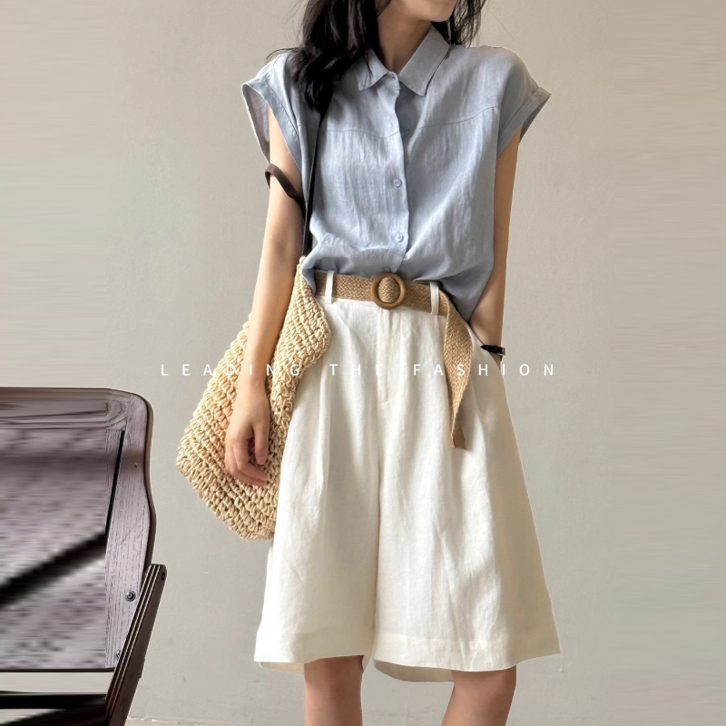 素面小飛袖襯衫 輕盈透氣 氣質通勤款