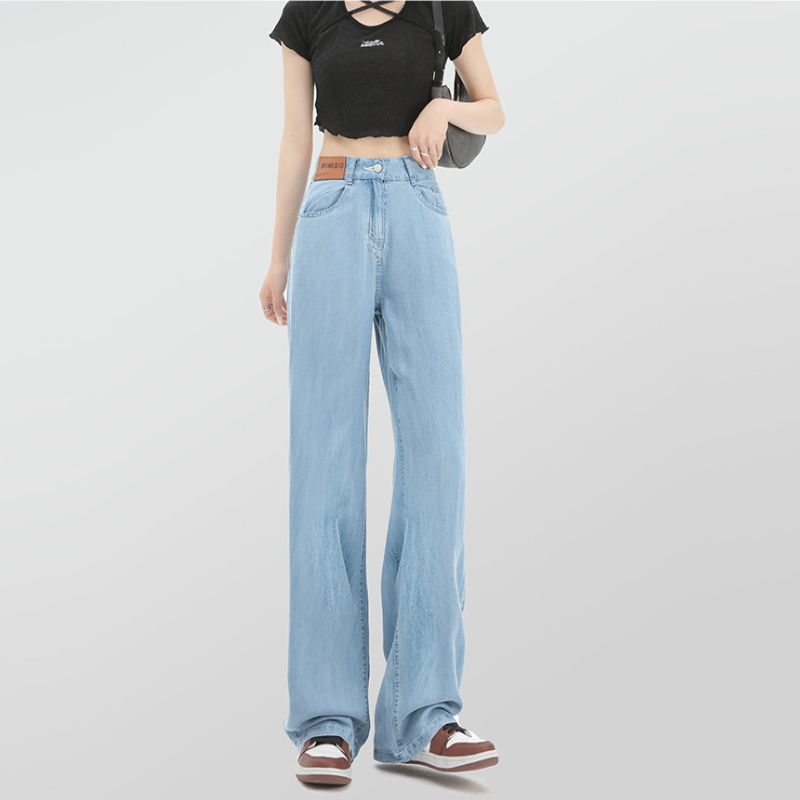 夏季高腰天絲牛仔寬褲 小個子/高個子可穿 垂感寬鬆直筒褲