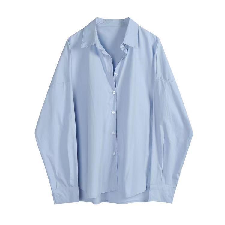 學院風針織背心套裝 灰色V領背心+藍色襯衫 兩件式