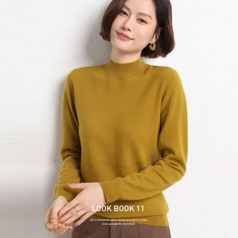 13色 半高領素色針織上衣 秋冬百搭款 修身剪裁毛衣