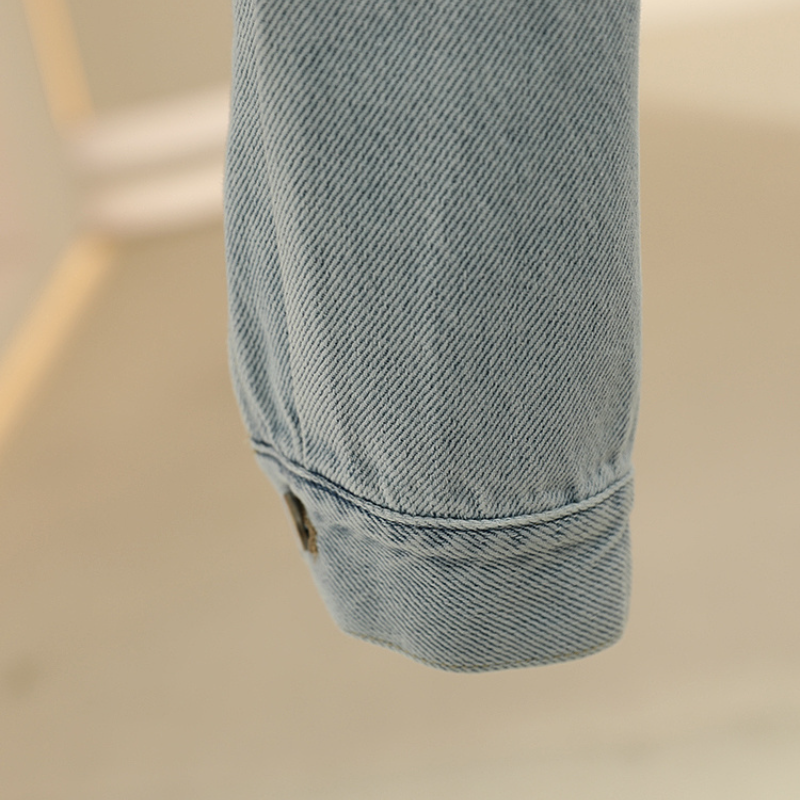 蕾絲花邊拼接牛仔外套 復古水洗短版 韓系休閒款