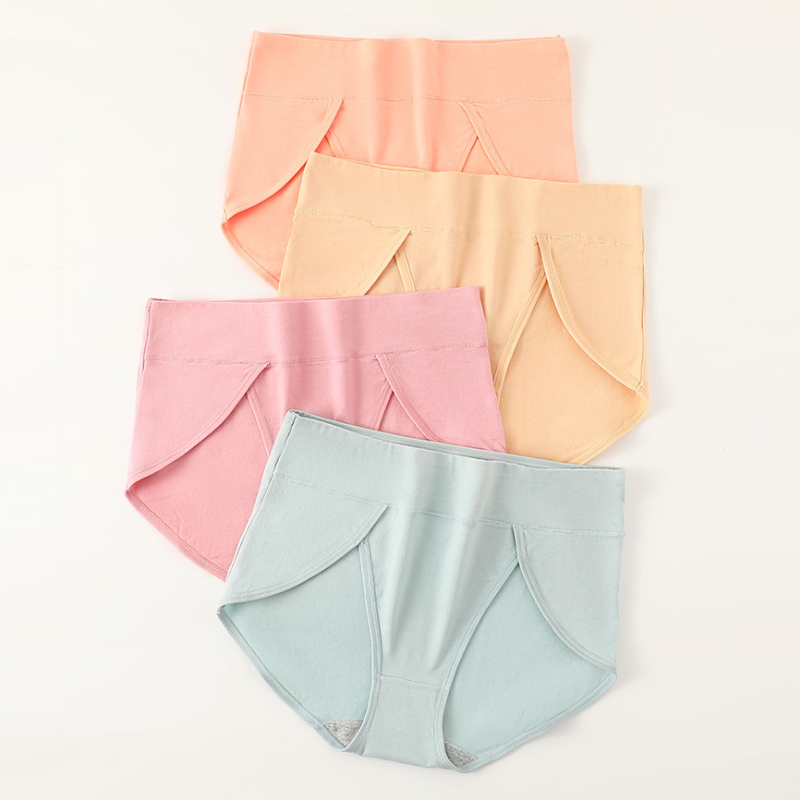 兩條裝中腰收腹純棉內褲 寬褲口設計 抗菌提臀 大尺碼高彈力三角褲