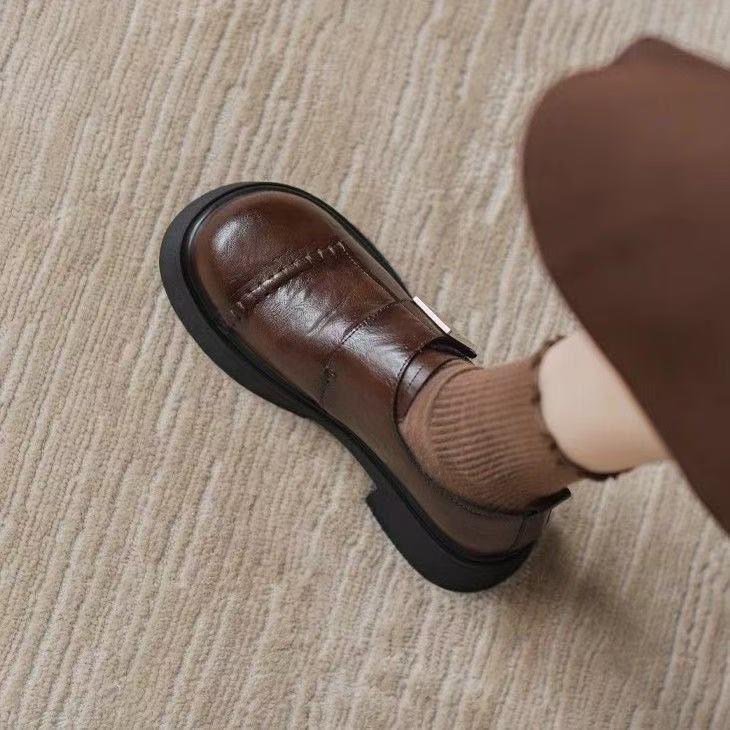 復古樂福鞋 魔鬼氈設計 厚底增高 簡約百搭款