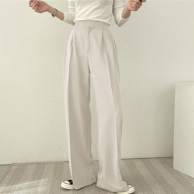 【單品可選】高級chic春秋季休閒翻領套裝 西裝外套高腰垂墜西裝寬褲兩件套