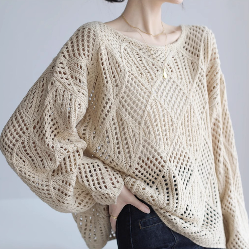 好搭鏤空針織上衣 高級感慵懶氣質毛衣