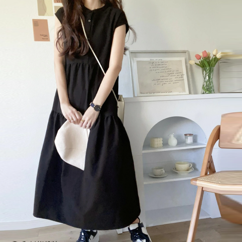 韓系 ‧ 蝴蝶結設計連身裙 甜美小清新條紋無袖過膝洋装 6色