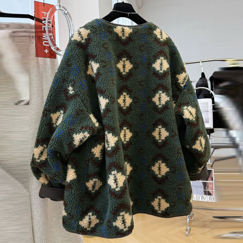 雙面穿撞色羊羔絨風外套 復古中長版 保暖設計