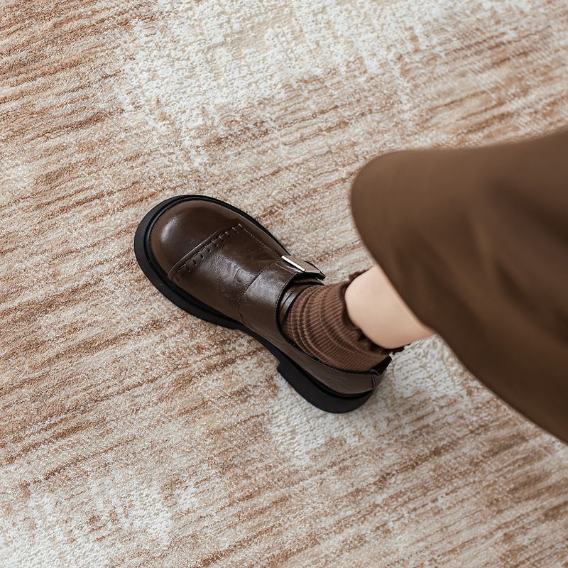 復古樂福鞋 魔鬼氈設計 厚底增高 簡約百搭款