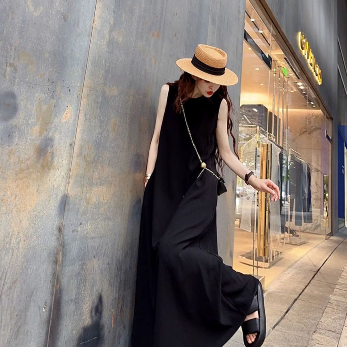 加長神裁無袖洋裝 無印系 甜鹽系極簡長洋裝 素色背心裙