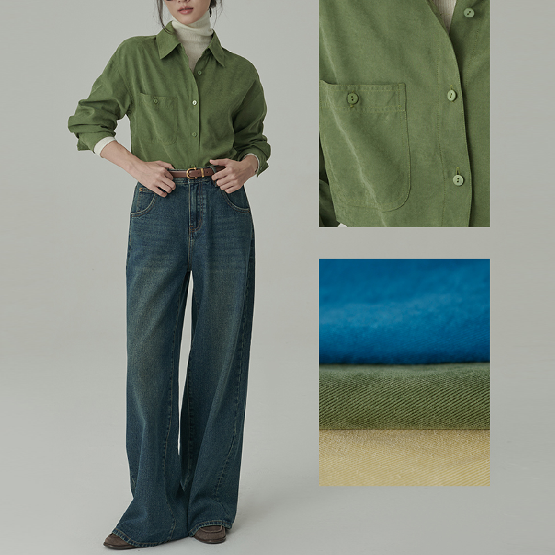 韓國柔絲絨襯衫 春秋新款氛圍遮肉感百搭襯衫上衣