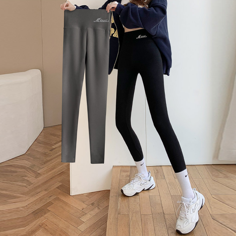 舒適彈力超顯瘦! 刷毛秋冬保暖高腰九分褲