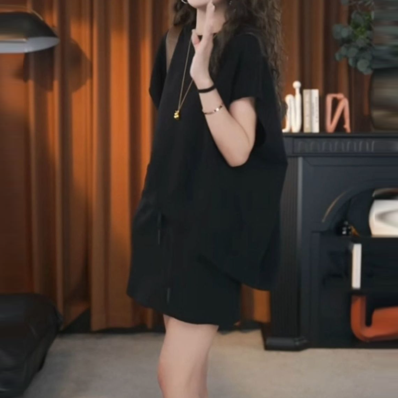 休閒寬鬆兩件式套裝 高腰A字短裙組