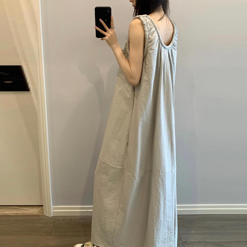 韓系甜美無袖長洋｜夏季大尺碼家居服 可外穿連身長裙