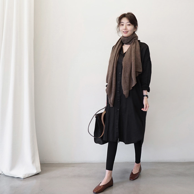 簡約 ‧ 韓國東大門純棉長袖襯衫洋裝上衣