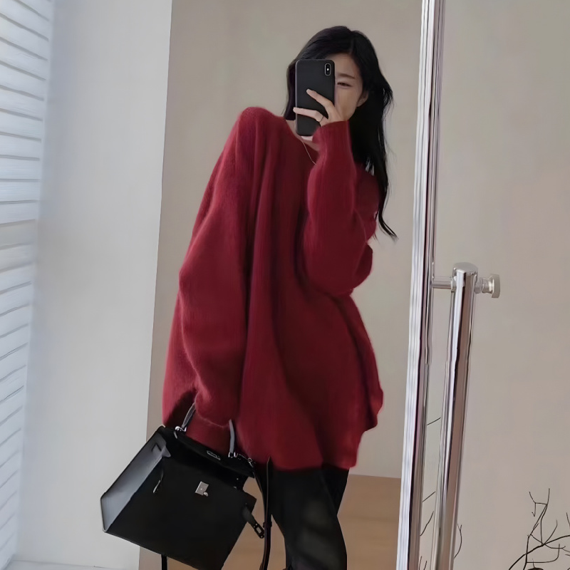 韓國寬鬆軟軟糯糯春秋薄款針織上衣 休閒韓版素面內搭