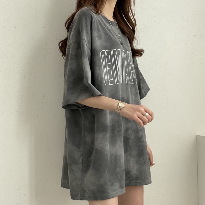 水洗暈染寬鬆短袖T恤 寬鬆街頭風 休閒百搭款