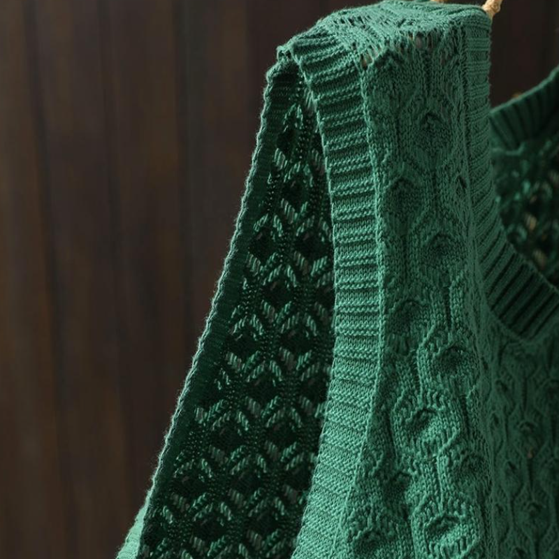 鏤空提花針織背心 素面寬鬆休閒無袖坎肩