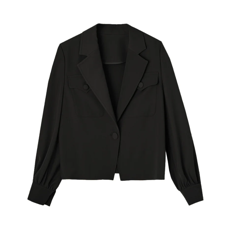 韓系短版西裝外套 春秋薄款 寬鬆落肩百搭小外套 短版修飾比例 輕鬆有型