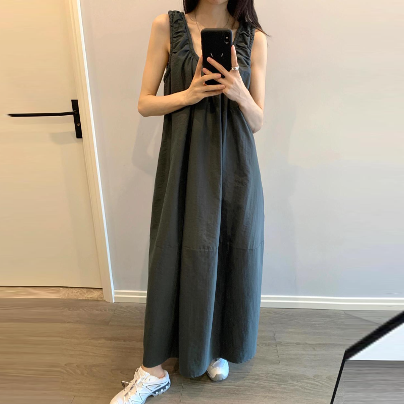韓系甜美無袖長洋｜夏季大尺碼家居服 可外穿連身長裙