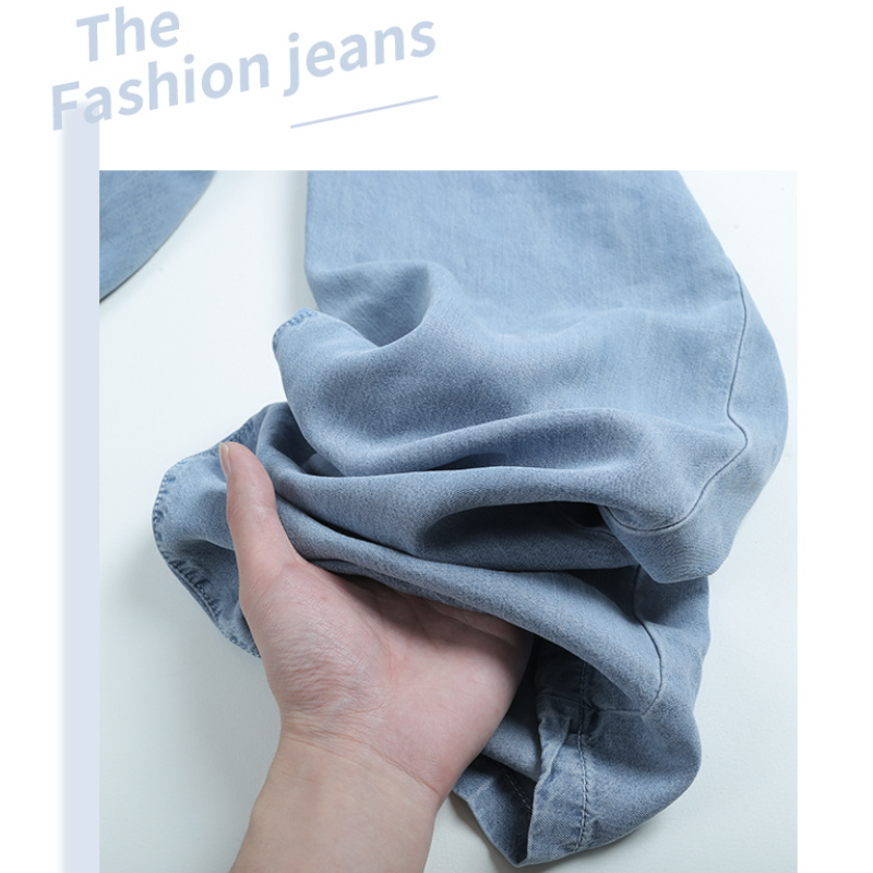 夏季高腰天絲牛仔寬褲 小個子/高個子可穿 垂感寬鬆直筒褲