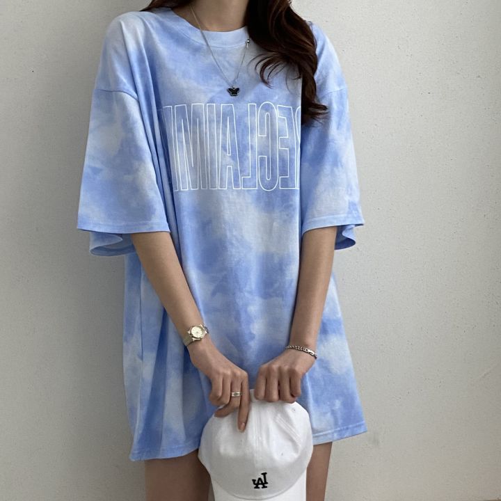 水洗暈染寬鬆短袖T恤 寬鬆街頭風 休閒百搭款