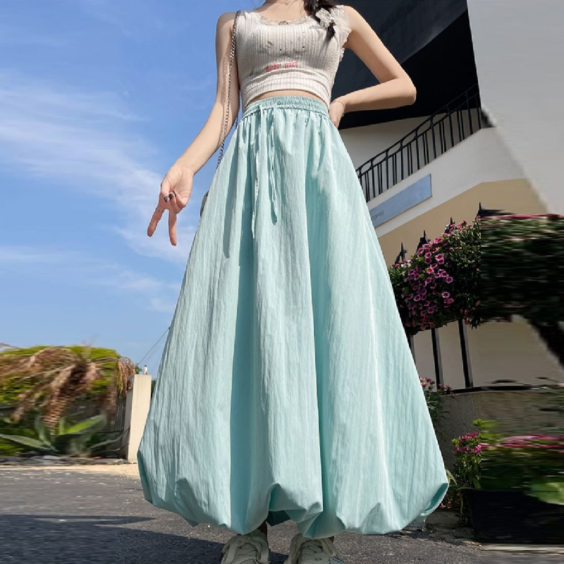 8色 多巴胺垂感花苞裙 霓光果凍色系傘狀剪裁半身裙