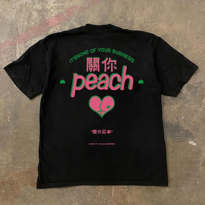 Peach字母印花短袖T恤 純棉材質 美式復古風上衣
