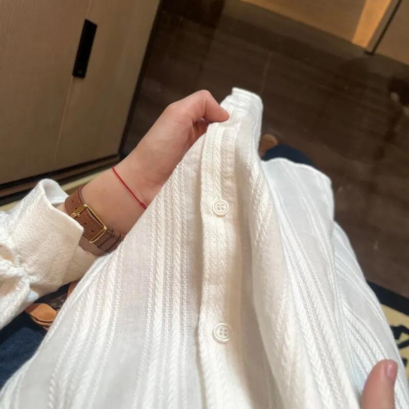 通勤防曬白襯衫 韓系寬鬆長袖罩衫