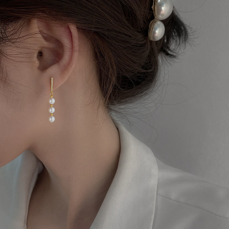高級感輕奢珍珠耳飾 流蘇耳環長款