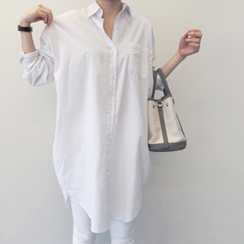 簡約 ‧ 韓國東大門純棉長袖襯衫洋裝上衣