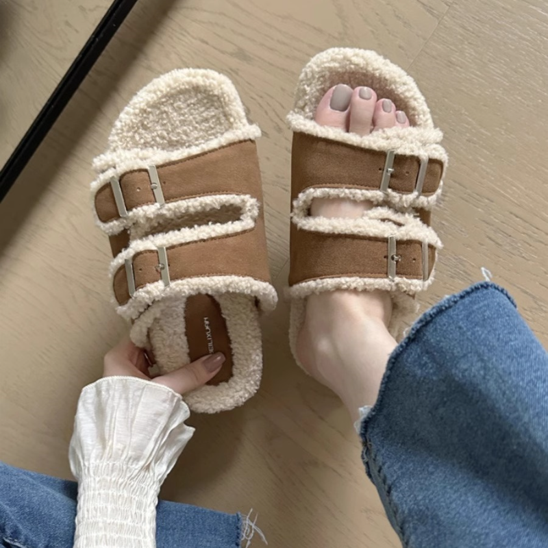 冬日慵懶羊羔絨拖鞋*2色(有40碼)