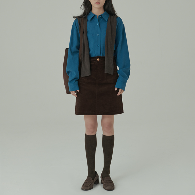 韓國柔絲絨襯衫 春秋新款氛圍遮肉感百搭襯衫上衣