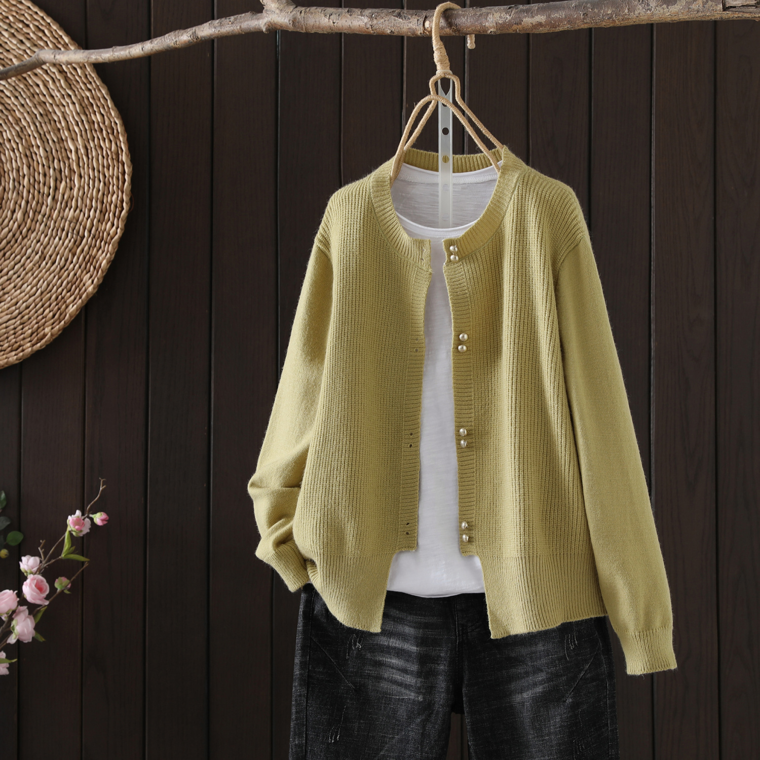 韓系純色慵懶風針織開衫外套 寬鬆長袖超軟糯毛衣 修身顯瘦百搭設計