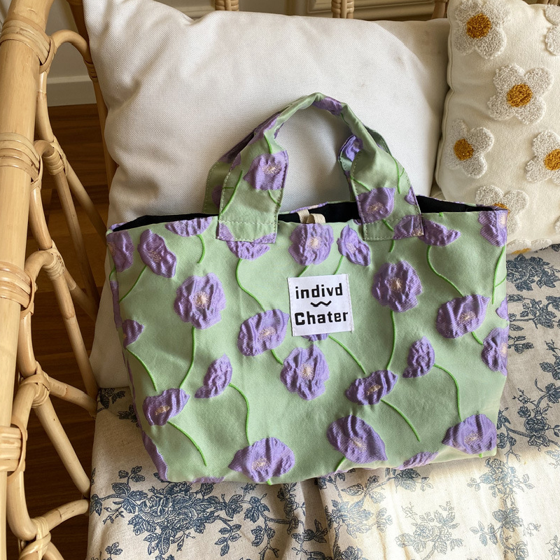 法式小眾紅色蝴蝶結手提包 可愛氣質風手拎便當包