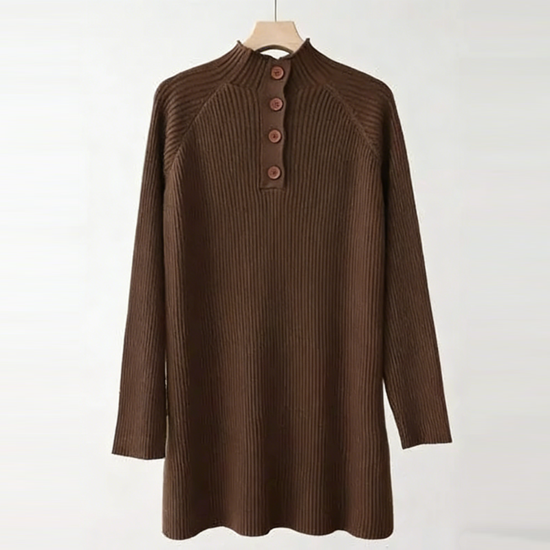 高領針織長洋裝 寬鬆剪裁 秋冬搭大衣百搭款