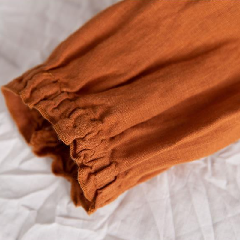 棉麻圓領襯衫外套 文青復古感 春秋長袖 寬鬆版 袖口縮口 好搭上衣