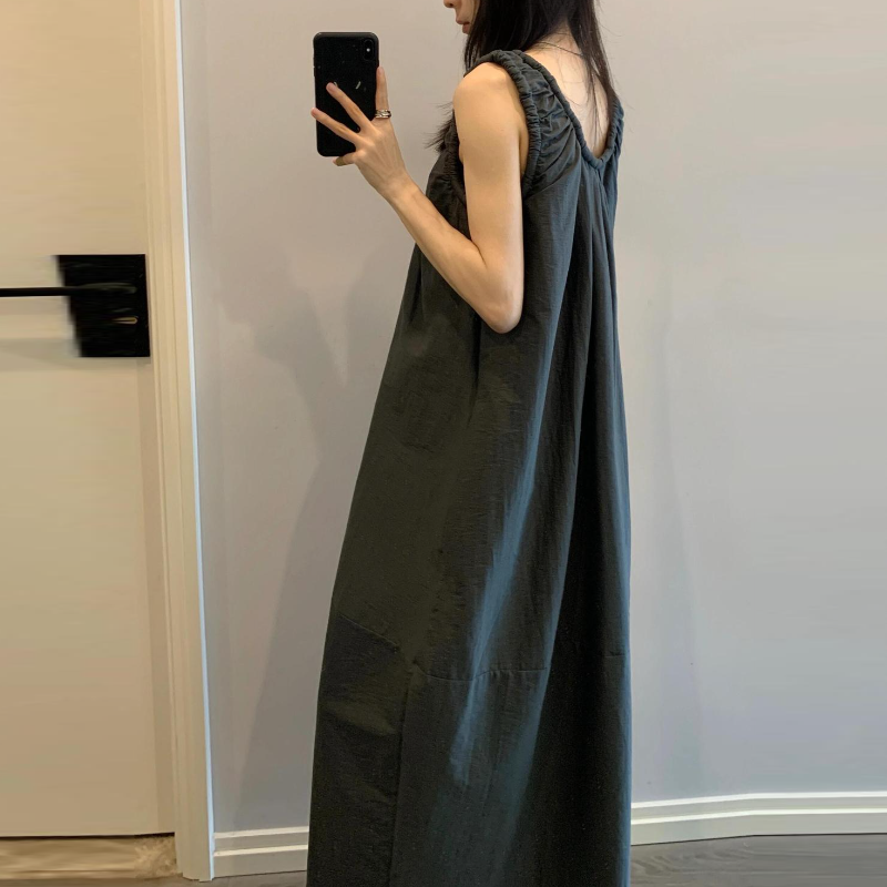 韓系甜美無袖長洋｜夏季大尺碼家居服 可外穿連身長裙