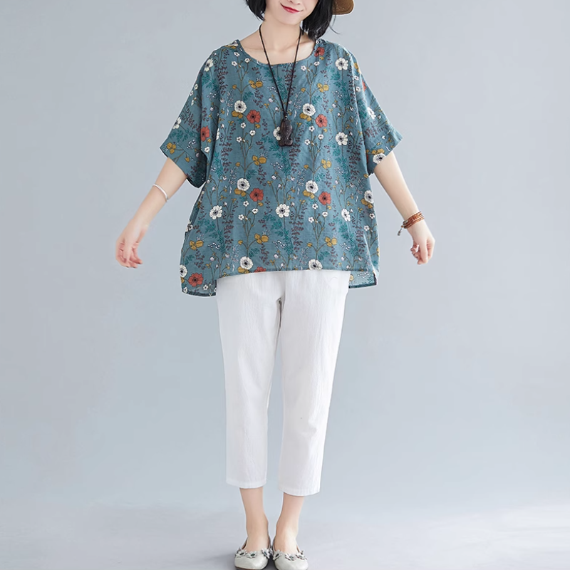 休閒·文藝優雅寬鬆蝙蝠袖上衣 寬鬆減齡t恤