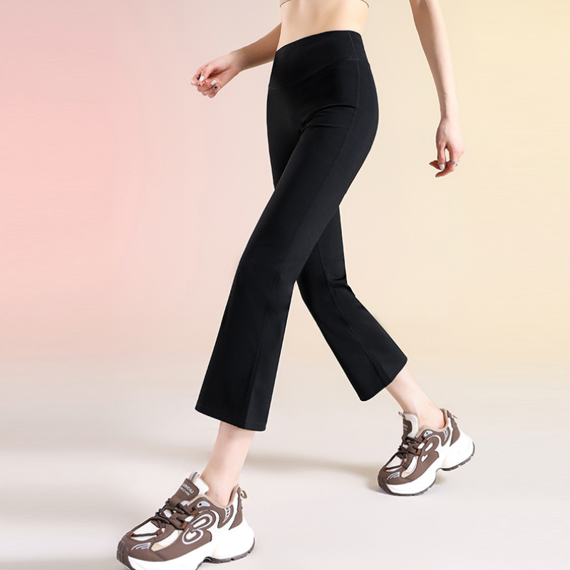 八分微喇瑜伽褲 高腰顯瘦小個子彈性褲 適合外出穿搭